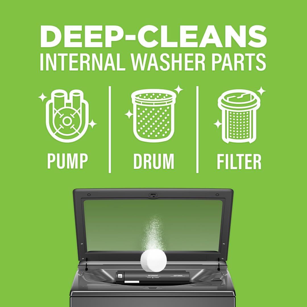 Affresh Washing Machine Cleaner Tablets – Deep Cleaning Odor Eliminator for Front Load & Top Load HE Washers – Removes Grime & Limescale (6 Count)