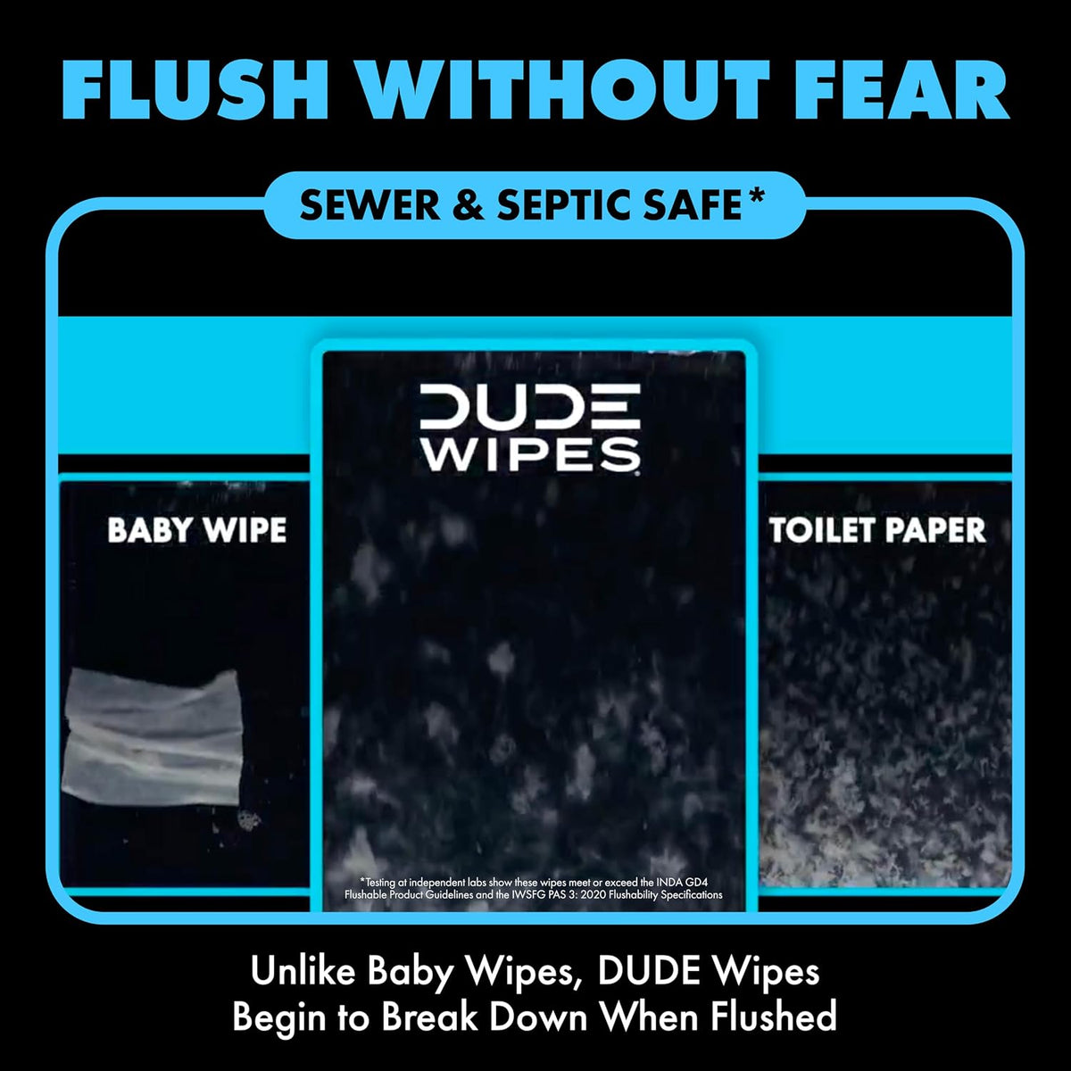 DUDE Wipes Flushable Wet Wipes – Extra Large Unscented Butt Wipes with Vitamin E & Aloe Vera – Septic Safe, Plant-Based Fibers (3-Pack, 144 Wipes)