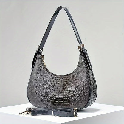 Embossed Crocodile Texture Stone Texture Body Bag, Fashionable Versatile Single Shoulder Diagonal Bag Women'S Bag