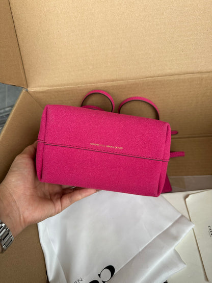 Casual Women's Drawstring Shoulder Purse - Compact Suede Mini Bucket Bag