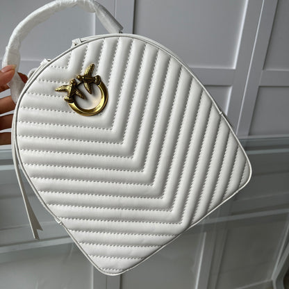 Women’s Quilted Leather Mini Backpack - Love Swallow Accent Casual Daypack Purse