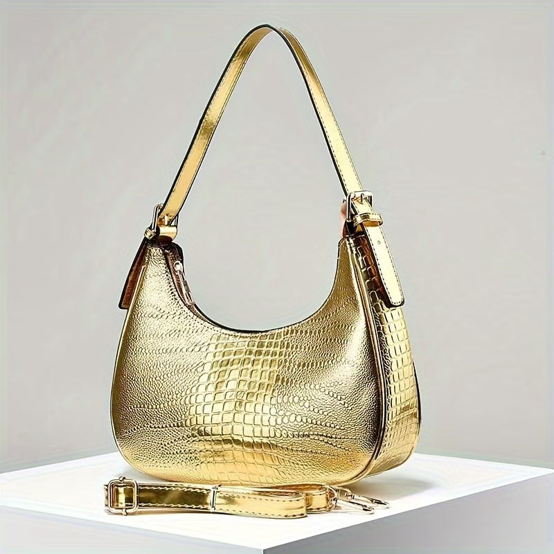 Embossed Crocodile Texture Stone Texture Body Bag, Fashionable Versatile Single Shoulder Diagonal Bag Women'S Bag