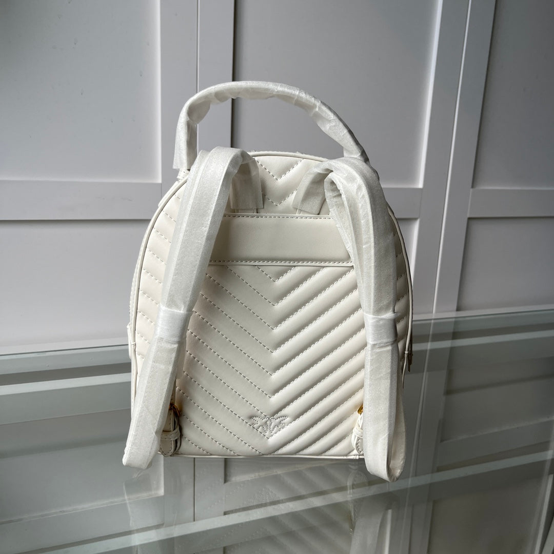 Women’s Quilted Leather Mini Backpack - Love Swallow Accent Casual Daypack Purse