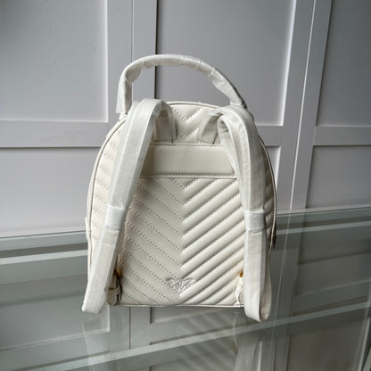 Women’s Quilted Leather Mini Backpack - Love Swallow Accent Casual Daypack Purse