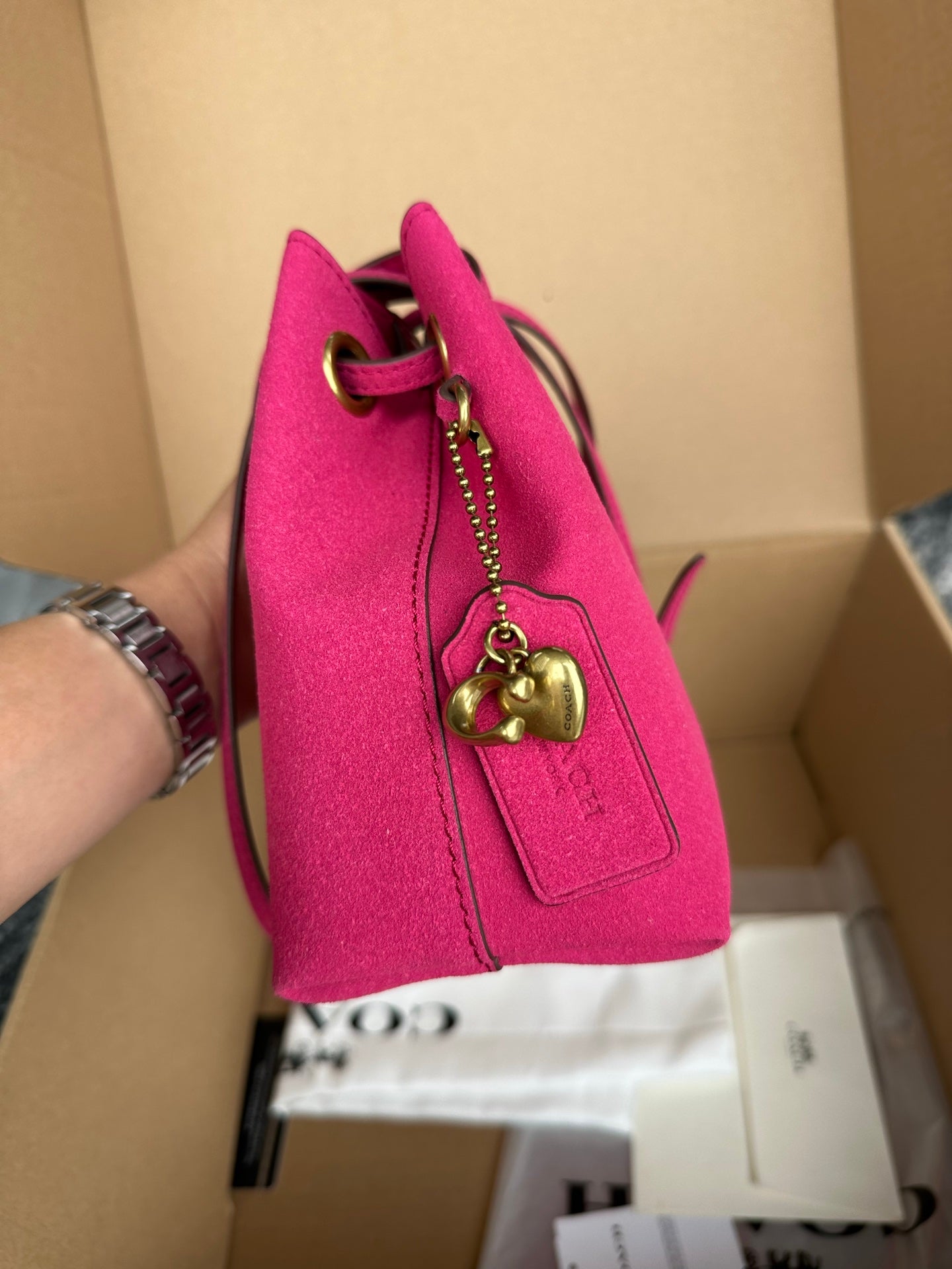 Casual Women's Drawstring Shoulder Purse - Compact Suede Mini Bucket Bag