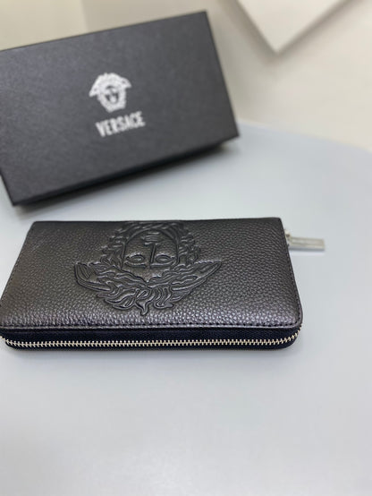 Luxury Embossed Leather Continental Wallet - Zip Around Long Organizer Clutch