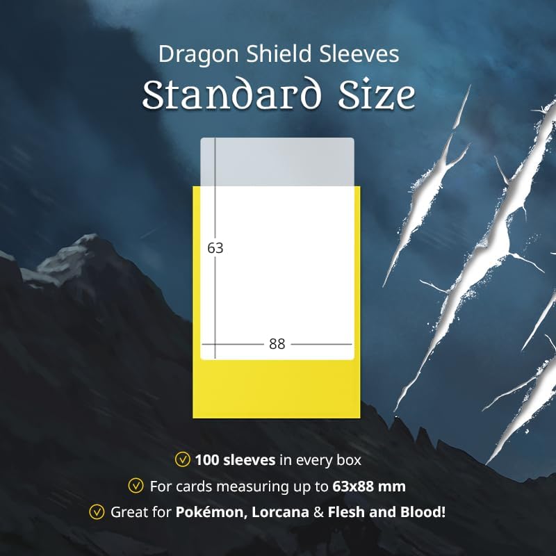 Dragon Shield Matte Standard Size Card Sleeves (100 Count) – Durable Textured Back TCG Protectors for MTG, Pokemon & Lorcana with Deck Box