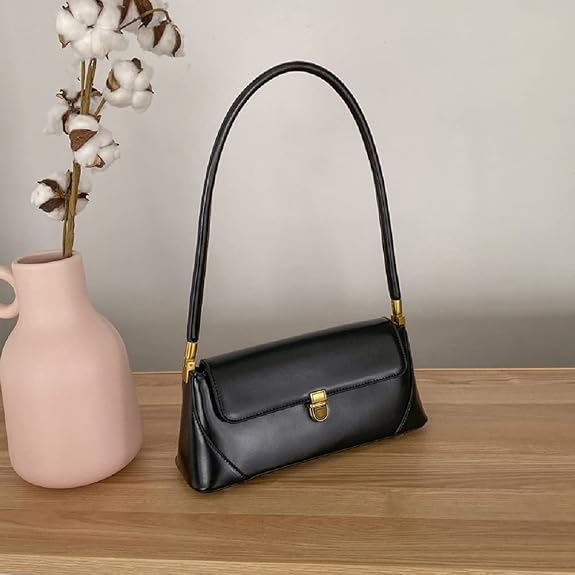 Small Clutch Shoulder Bag for Women Leather Mini Tote Handbag Purse with Buckle Closure