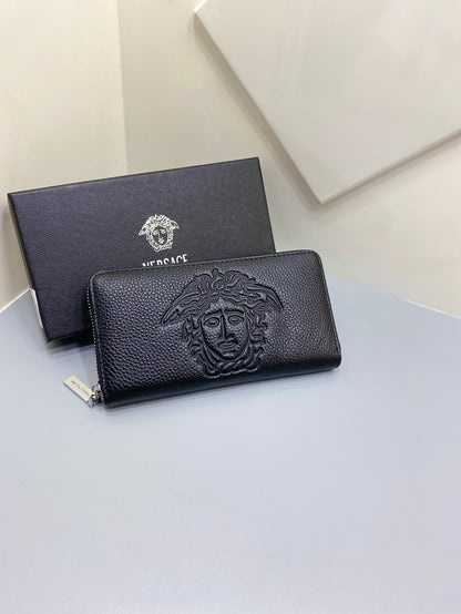 Luxury Embossed Leather Continental Wallet - Zip Around Long Organizer Clutch