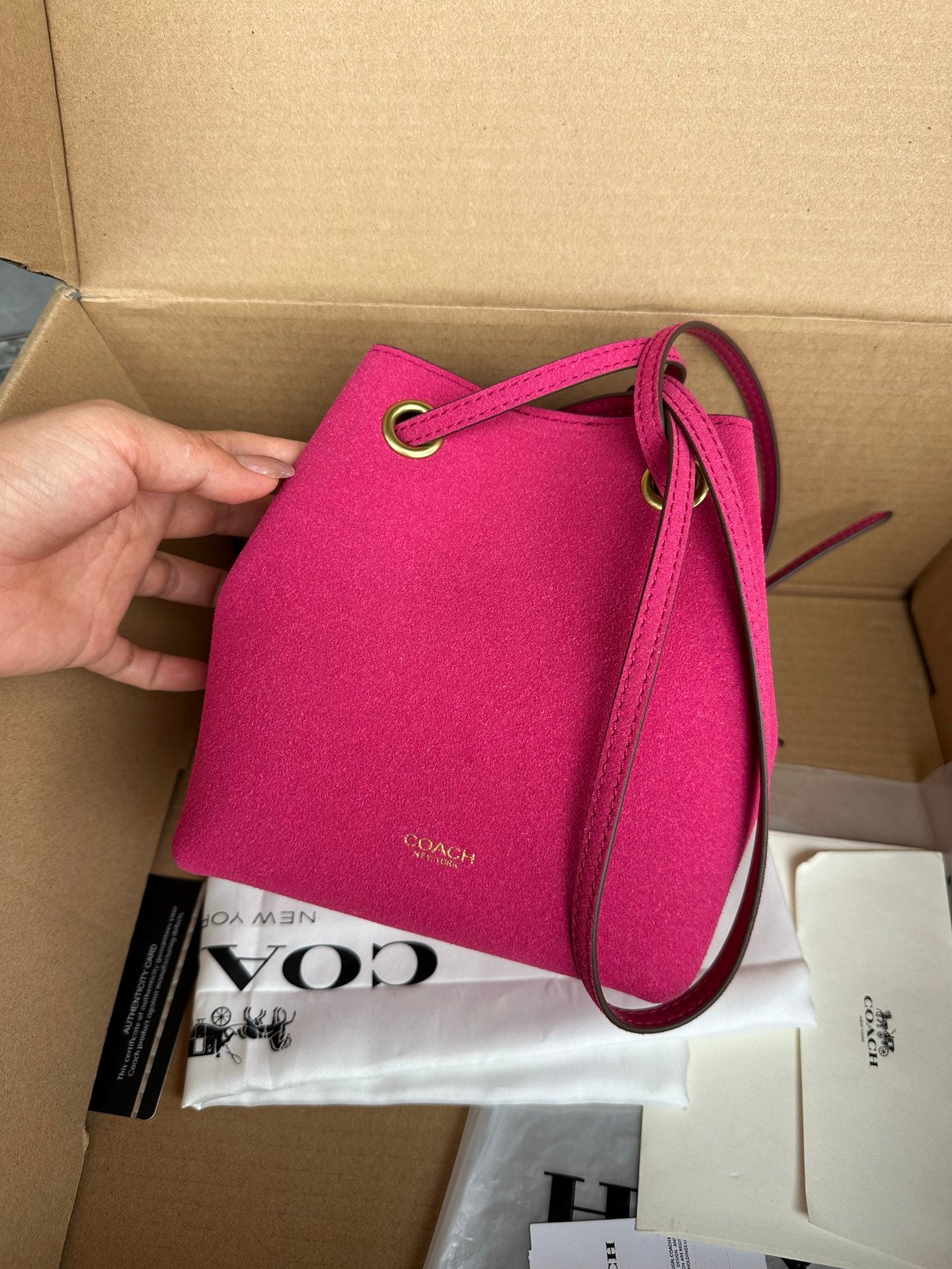 Casual Women's Drawstring Shoulder Purse - Compact Suede Mini Bucket Bag
