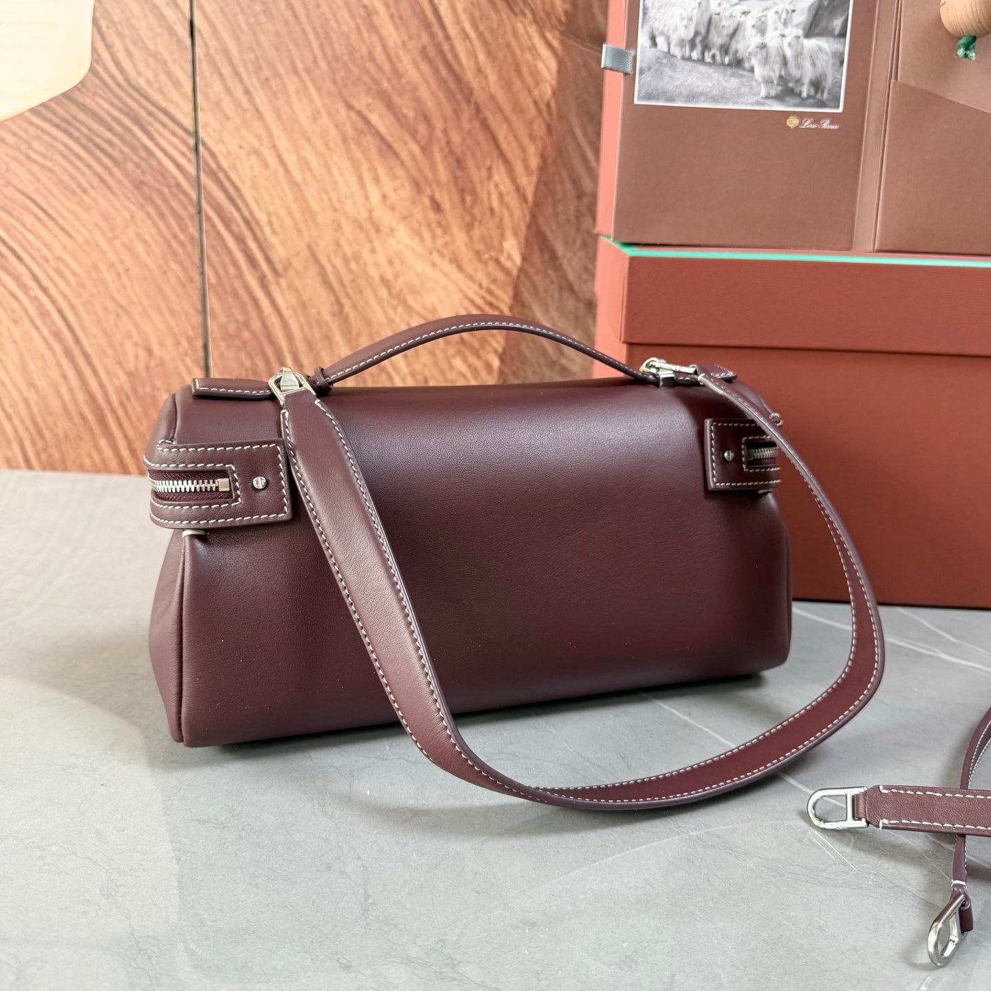 Luxury Soft Calfskin Leather Crossbody Bag - Convertible Top-Handle Satchel