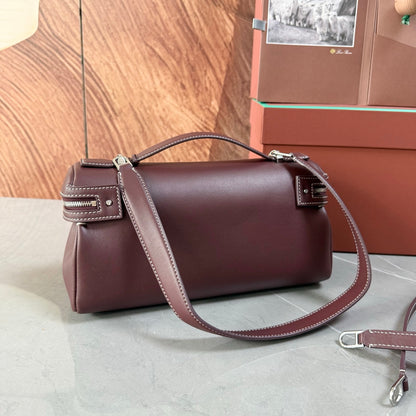 Luxury Soft Calfskin Leather Crossbody Bag - Convertible Top-Handle Satchel