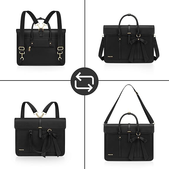 Laptop Bag for Women, PU Leather Laptop Shoulder Bags Convertible Backpack, Work Travel Computer Bag