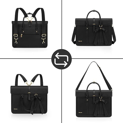 Laptop Bag for Women, PU Leather Laptop Shoulder Bags Convertible Backpack, Work Travel Computer Bag