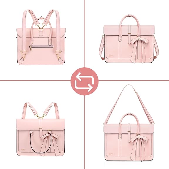 Laptop Bag for Women, PU Leather Laptop Shoulder Bags Convertible Backpack, Work Travel Computer Bag