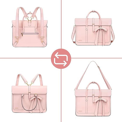 Laptop Bag for Women, PU Leather Laptop Shoulder Bags Convertible Backpack, Work Travel Computer Bag