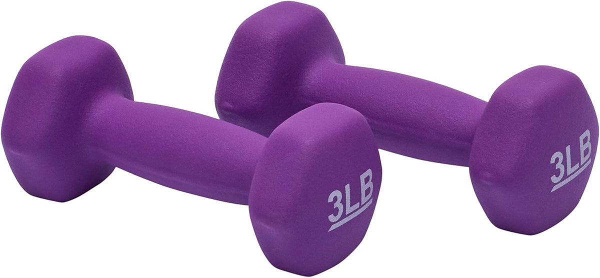 Neoprene Coated Hex Dumbbell Hand Weights – Non-Slip Cast Iron Free Weights for Home Gym, Cardio & Toning (Pairs & Sets)