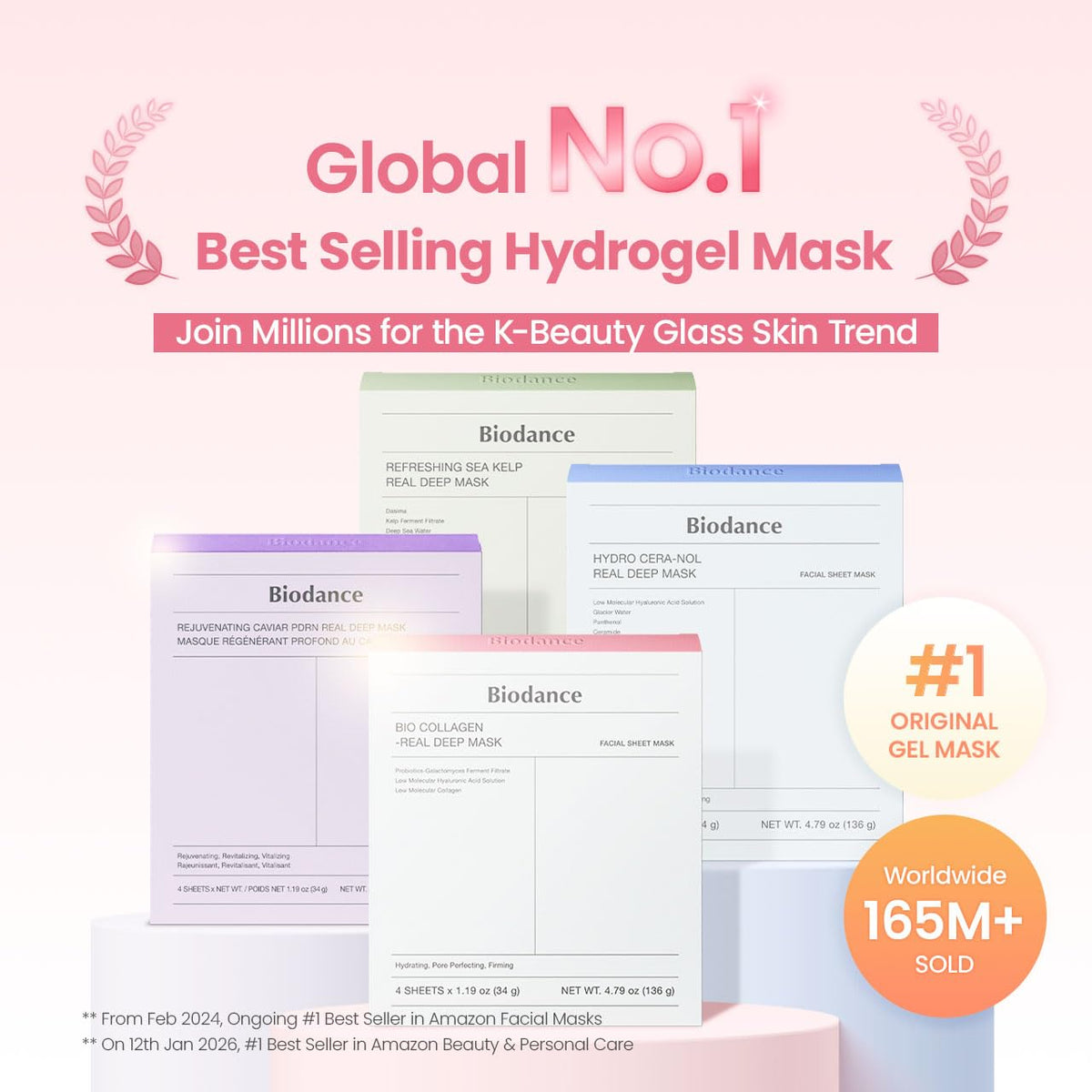 BIODANCE Bio-Collagen Real Deep Mask – Overnight Hydrogel Facial Sheet Mask for Deep Hydration, Pore Minimizing & Skin Firming – Low Molecular Collagen & Hyaluronic Acid (4 Masks)