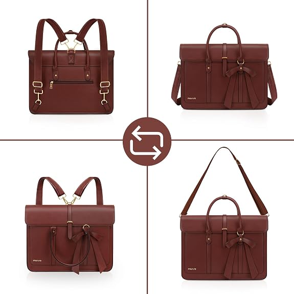 Laptop Bag for Women, PU Leather Laptop Shoulder Bags Convertible Backpack, Work Travel Computer Bag