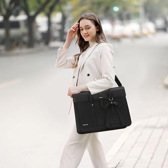 Laptop Bag for Women, PU Leather Laptop Shoulder Bags Convertible Backpack, Work Travel Computer Bag