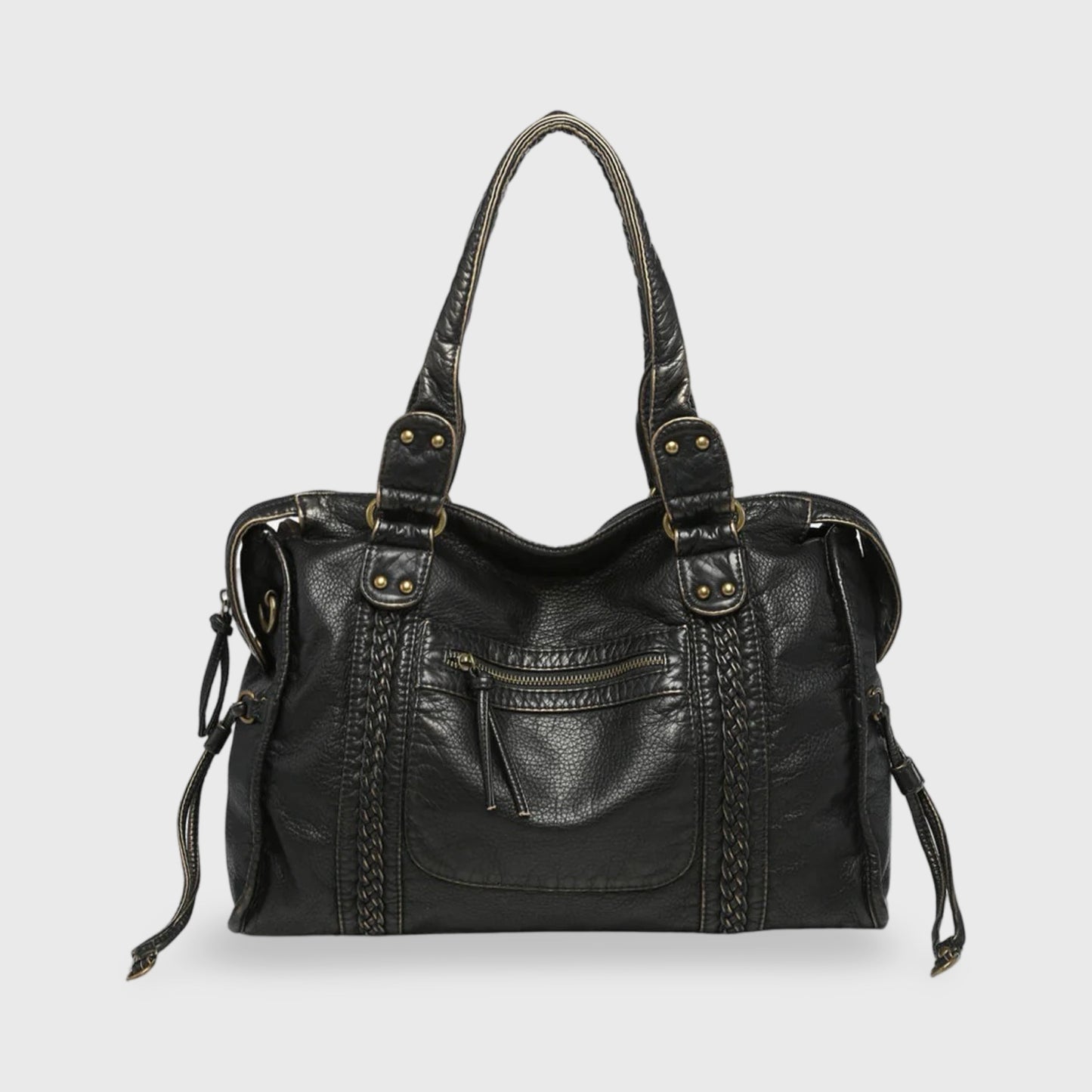 Celina  Black Limited Edition vegan bag with textured black finish and gold-tone details.