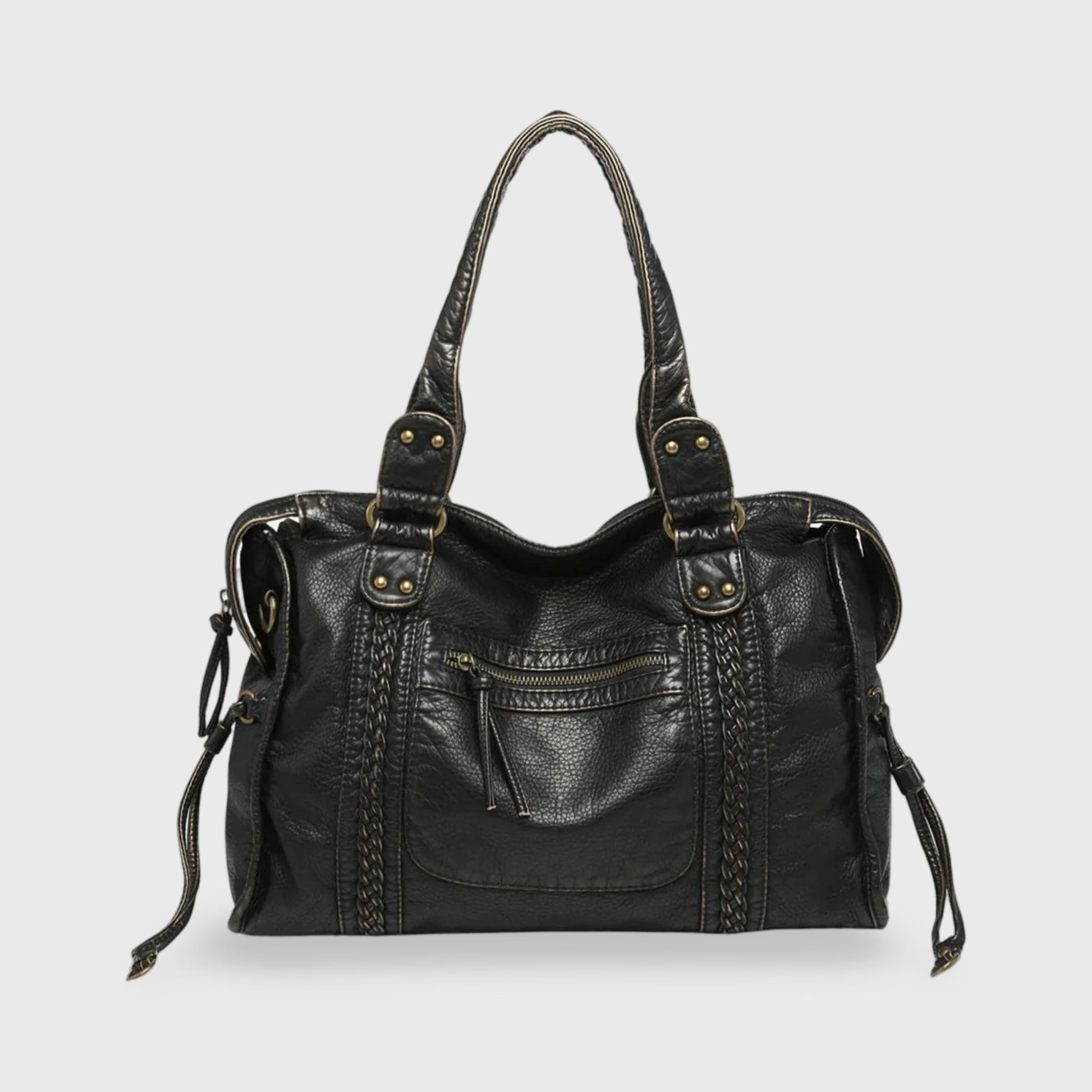 Celina  Black Limited Edition vegan bag with textured black finish and gold-tone details.