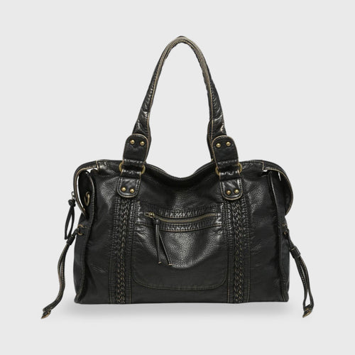 Celina  Black Limited Edition vegan bag with textured black finish and gold-tone details.