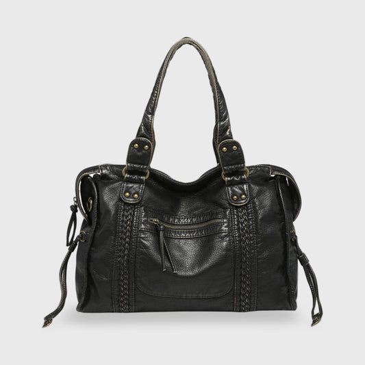 Celina  Black Limited Edition vegan bag with textured black finish and gold-tone details.