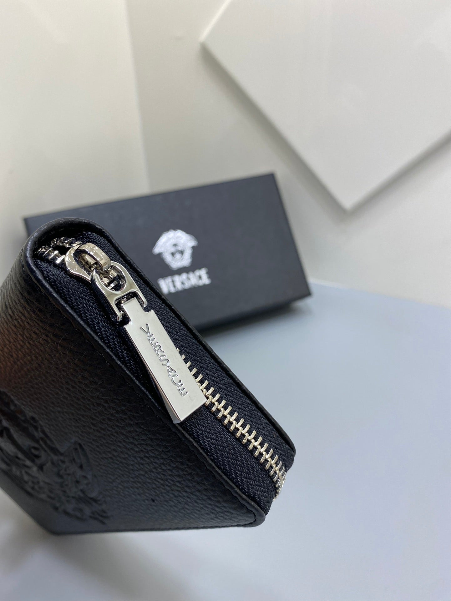 Luxury Embossed Leather Continental Wallet - Zip Around Long Organizer Clutch