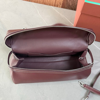 Luxury Soft Calfskin Leather Crossbody Bag - Convertible Top-Handle Satchel