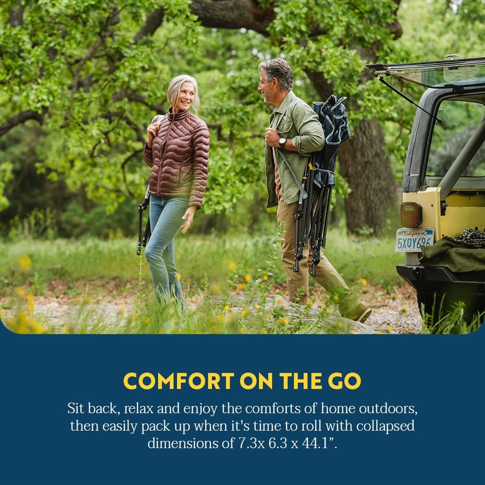 GCI Outdoor Comfort Pro Rocker Portable Folding Camp Chair – Spring-Action Rocking, Cooling Mesh Back, Cup Holder & Carry Strap (300 lb Capacity)