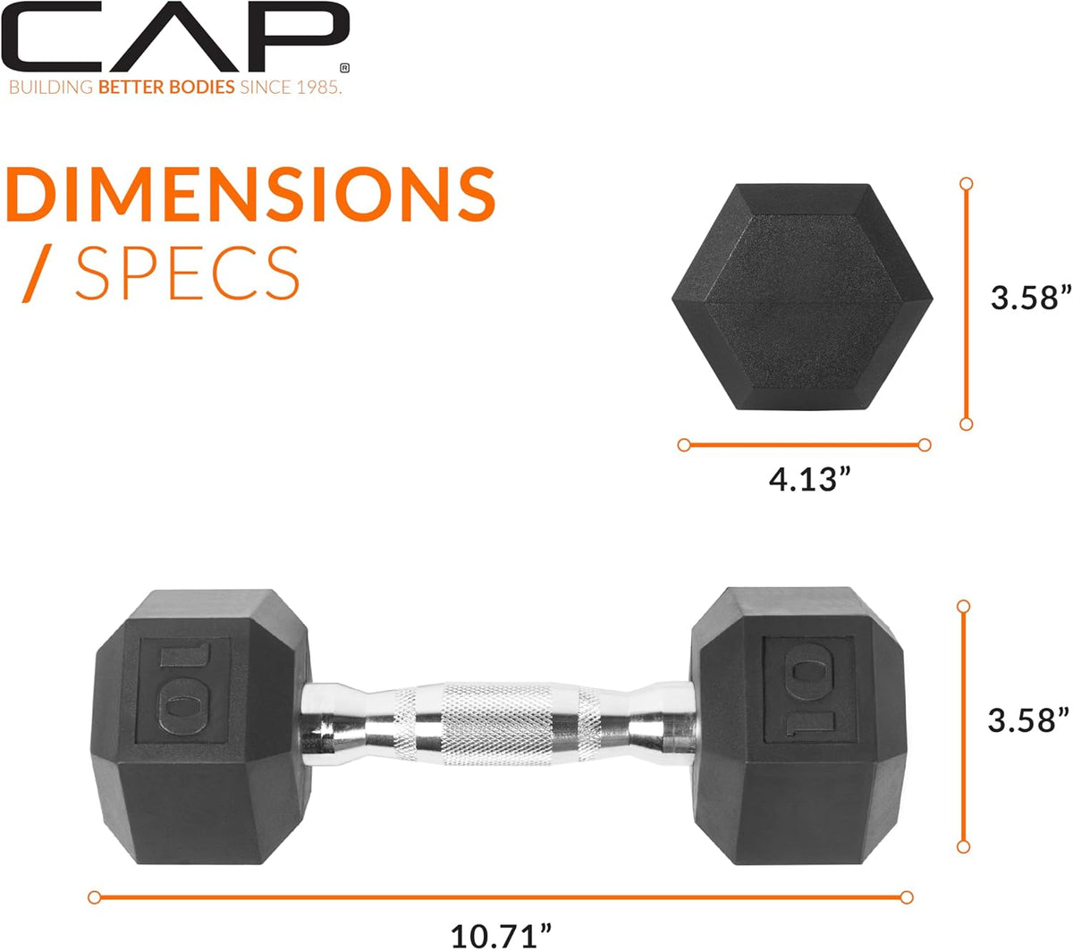 CAP Barbell Vinyl Coated Hex Dumbbell Pair – Floor-Safe Cast Iron Hand Weights for Cardio, Toning & Home Workouts