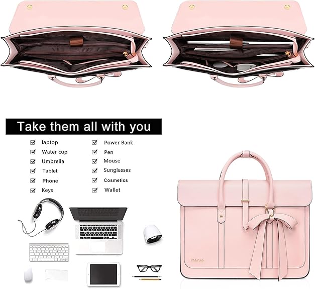 Laptop Bag for Women, PU Leather Laptop Shoulder Bags Convertible Backpack, Work Travel Computer Bag