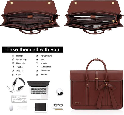Laptop Bag for Women, PU Leather Laptop Shoulder Bags Convertible Backpack, Work Travel Computer Bag