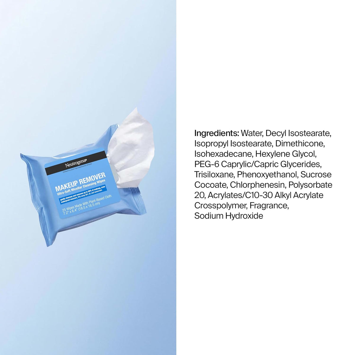 Neutrogena Fragrance-Free Makeup Remover Cleansing Wipes – Ultra Soft Micellar Towelettes for Waterproof Mascara, Dirt & Oil – Alcohol-Free & Ophthalmologist Tested (Twin Pack, 50 Wipes)