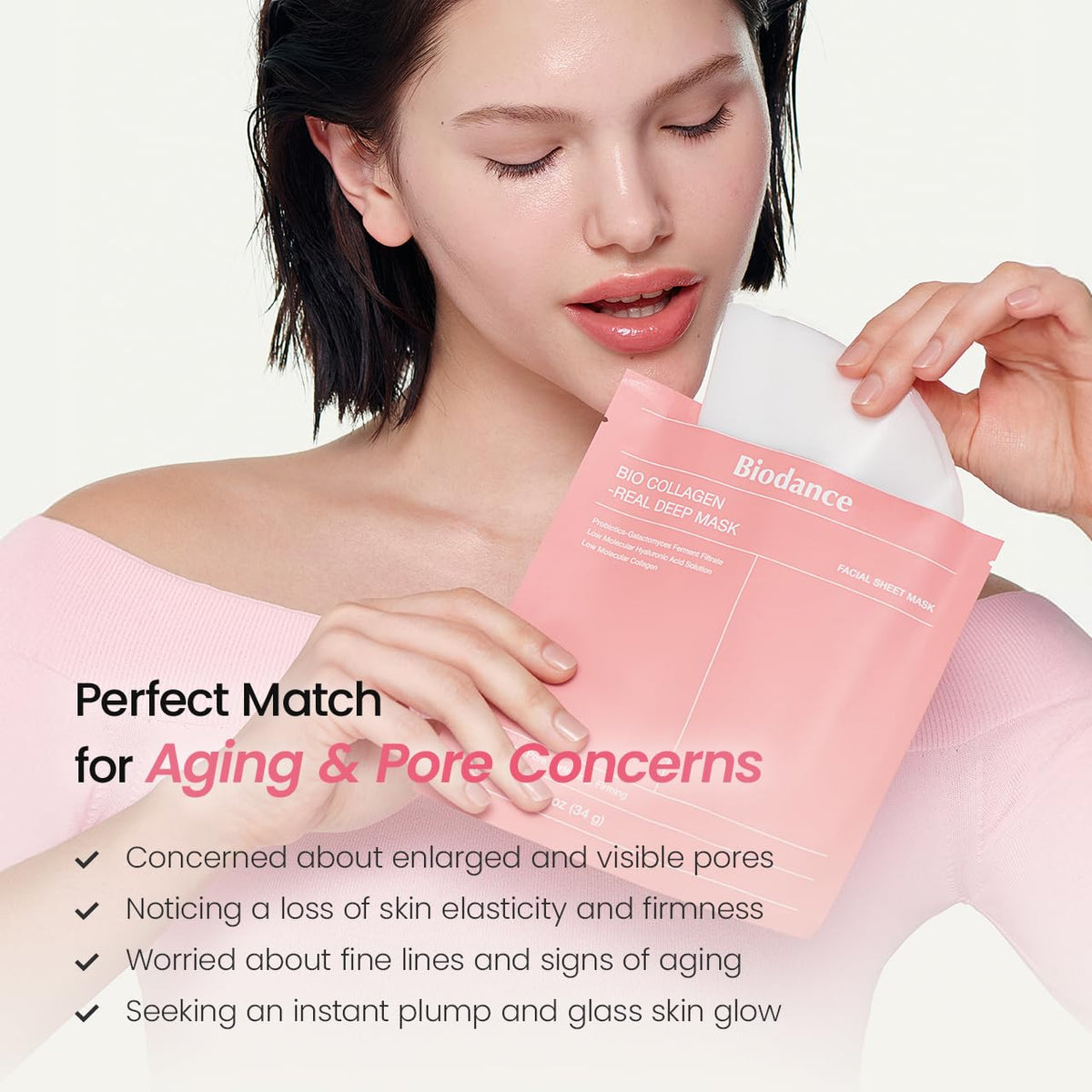 BIODANCE Bio-Collagen Real Deep Mask – Overnight Hydrogel Facial Sheet Mask for Deep Hydration, Pore Minimizing & Skin Firming – Low Molecular Collagen & Hyaluronic Acid (4 Masks)