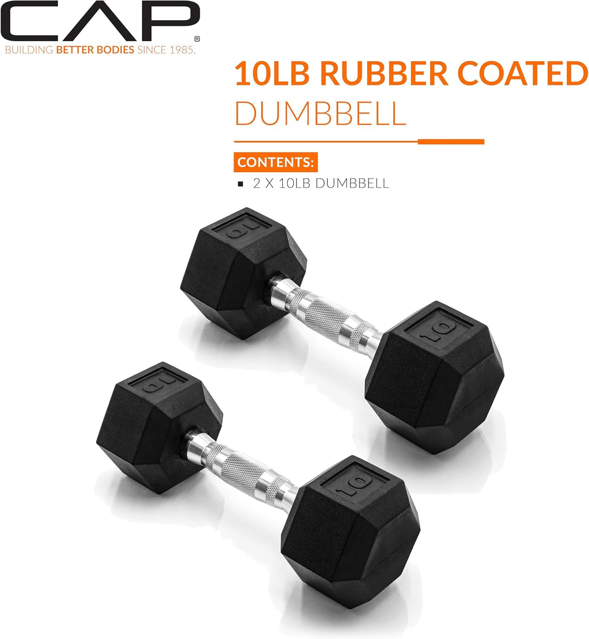 CAP Barbell Vinyl Coated Hex Dumbbell Pair – Floor-Safe Cast Iron Hand Weights for Cardio, Toning & Home Workouts