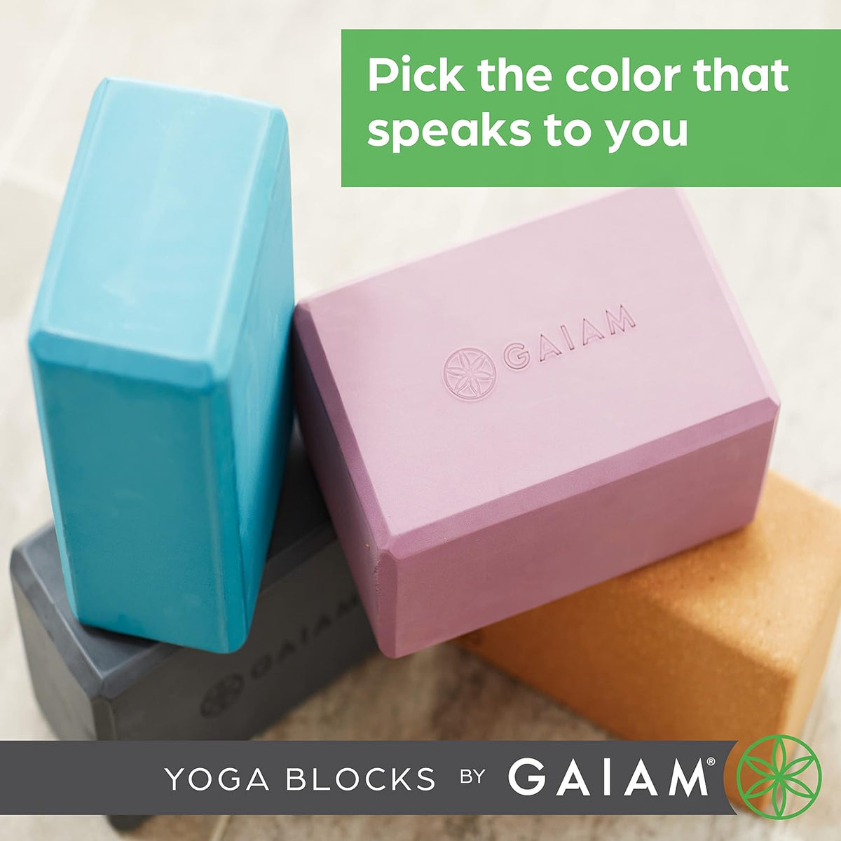 Gaiam Essentials High-Density EVA Foam Yoga Block 2-Pack – Non-Slip Supportive Bricks for Yoga, Pilates & Stretching (9x6x4 inch)