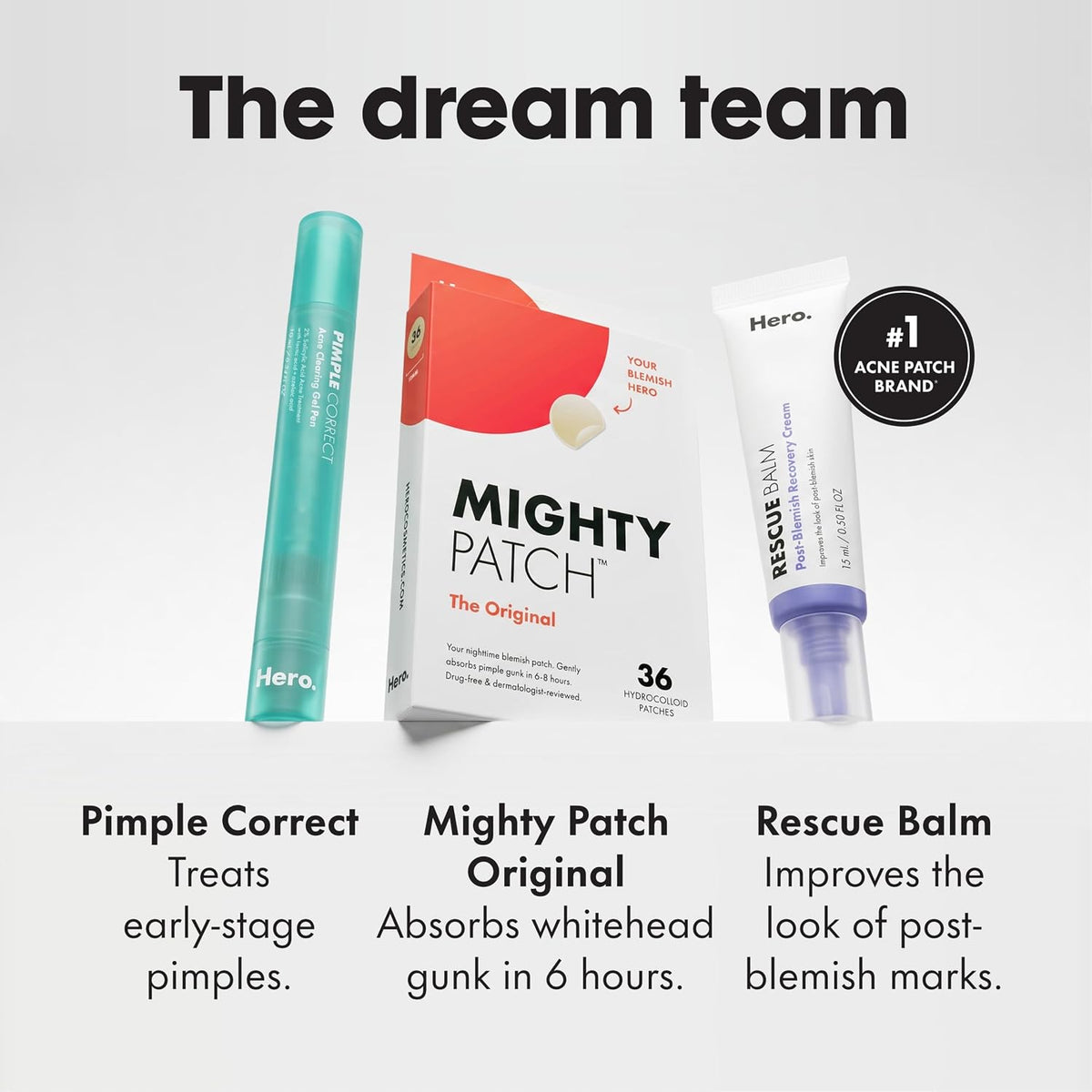 Hero Cosmetics Mighty Patch Original – Hydrocolloid Acne Pimple Patch for Face & Blemishes – Overnight Pus-Absorbing Spot Treatment, Hypoallergenic (36 Count)