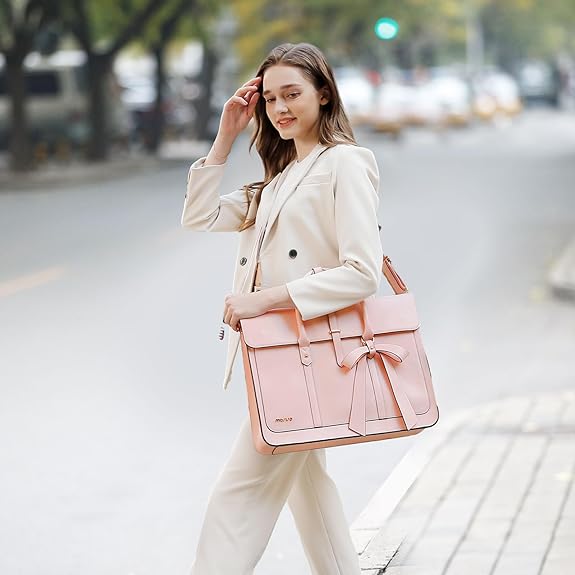 Laptop Bag for Women, PU Leather Laptop Shoulder Bags Convertible Backpack, Work Travel Computer Bag
