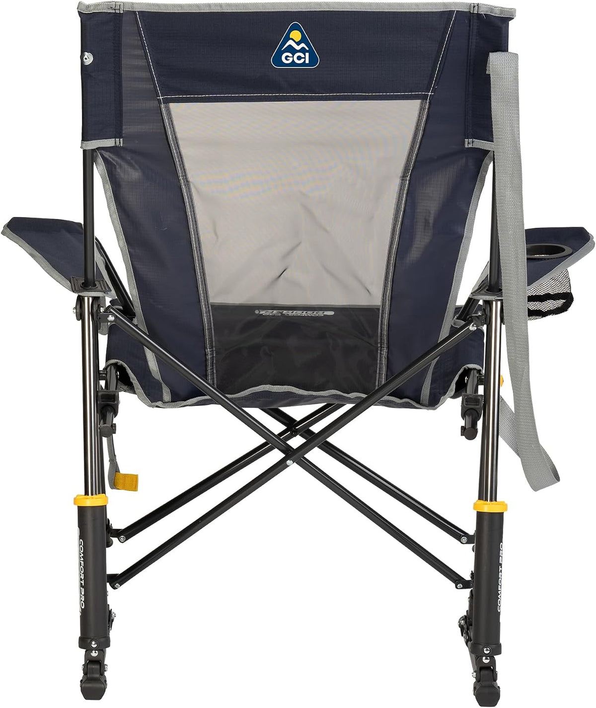 GCI Outdoor Comfort Pro Rocker Portable Folding Camp Chair – Spring-Action Rocking, Cooling Mesh Back, Cup Holder & Carry Strap (300 lb Capacity)