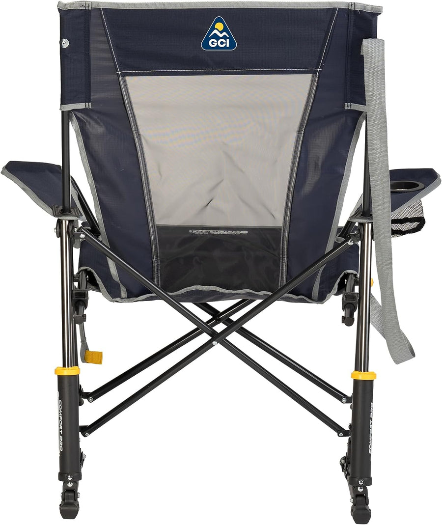 GCI Outdoor Comfort Pro Rocker Portable Folding Camp Chair – Spring-Action Rocking, Cooling Mesh Back, Cup Holder & Carry Strap (300 lb Capacity)
