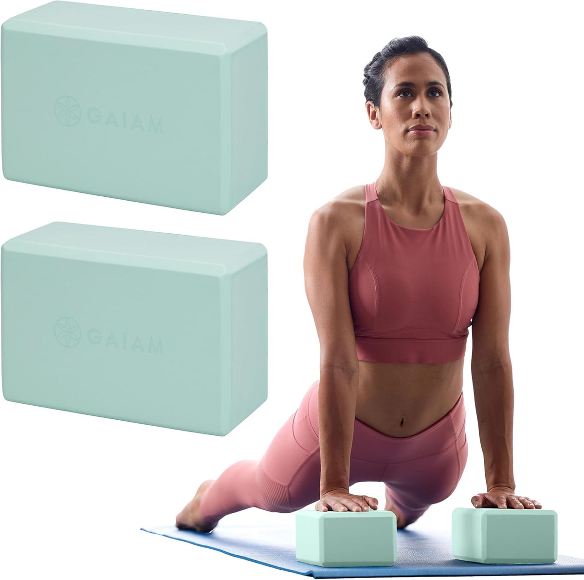 Gaiam Essentials High-Density EVA Foam Yoga Block 2-Pack – Non-Slip Supportive Bricks for Yoga, Pilates & Stretching (9x6x4 inch)
