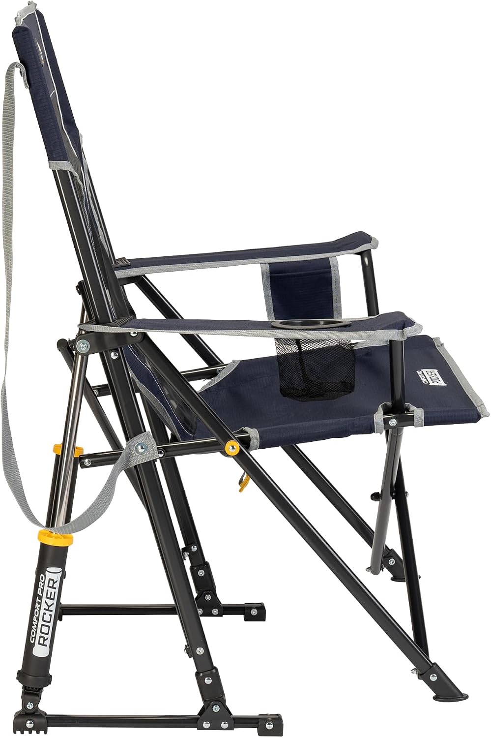 GCI Outdoor Comfort Pro Rocker Portable Folding Camp Chair – Spring-Action Rocking, Cooling Mesh Back, Cup Holder & Carry Strap (300 lb Capacity)