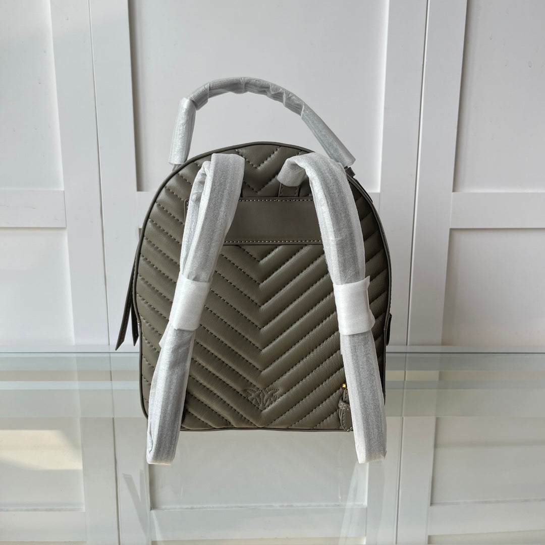 Women’s Quilted Leather Mini Backpack - Love Swallow Accent Casual Daypack Purse