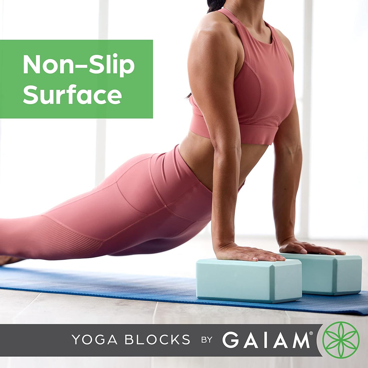 Gaiam Essentials High-Density EVA Foam Yoga Block 2-Pack – Non-Slip Supportive Bricks for Yoga, Pilates & Stretching (9x6x4 inch)