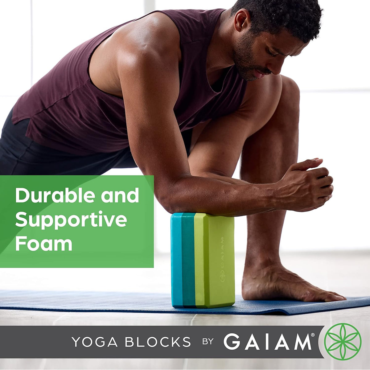 Gaiam Essentials High-Density EVA Foam Yoga Block 2-Pack – Non-Slip Supportive Bricks for Yoga, Pilates & Stretching (9x6x4 inch)