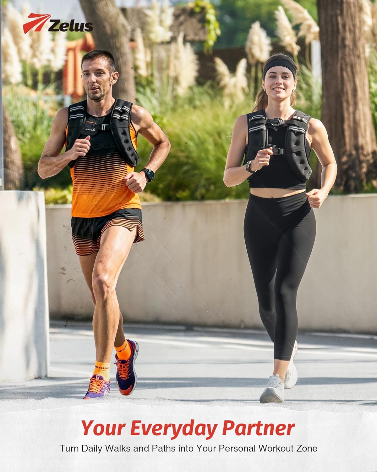 ZELUS Weighted Vest for Men & Women – Adjustable Body Weight Vest with Reflective Stripes & Phone Pouch for Running, Cardio & Calisthenics