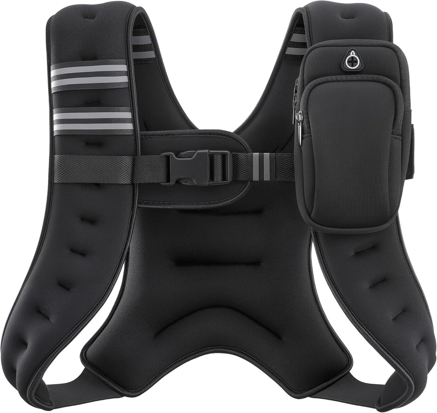 ZELUS Weighted Vest for Men & Women – Adjustable Body Weight Vest with Reflective Stripes & Phone Pouch for Running, Cardio & Calisthenics