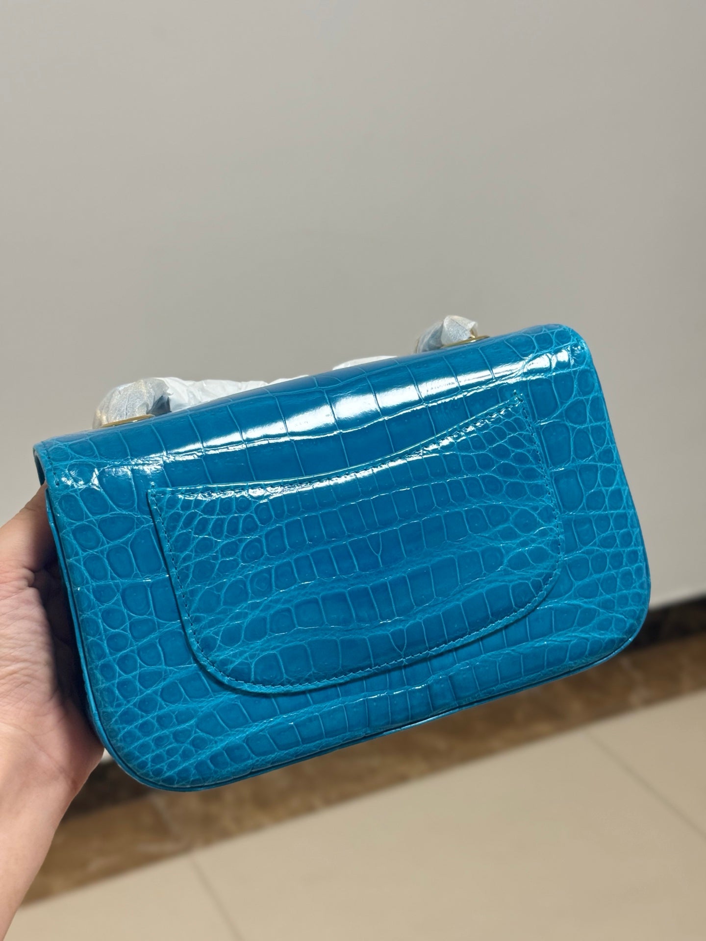 Vintage Alligator Texture Leather Handbag - Women’s Chain Shoulder Bag